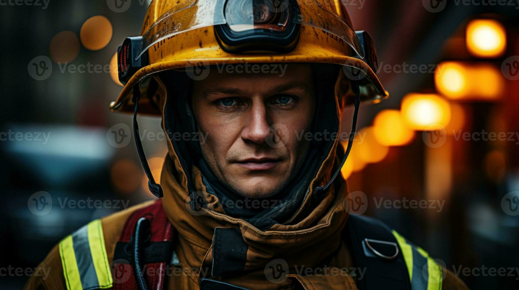 Male firefighter photo. Generative AI photo