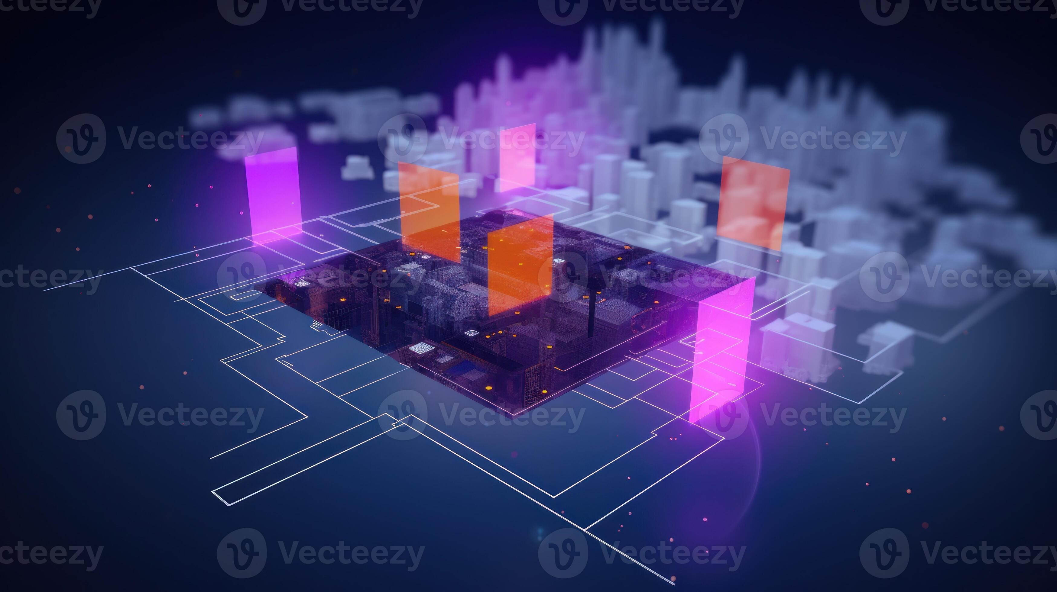 Generative AI interface and futuristic technology background