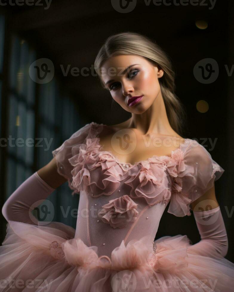 Ballerina in a delicate pink tutu.. Generative AI photo