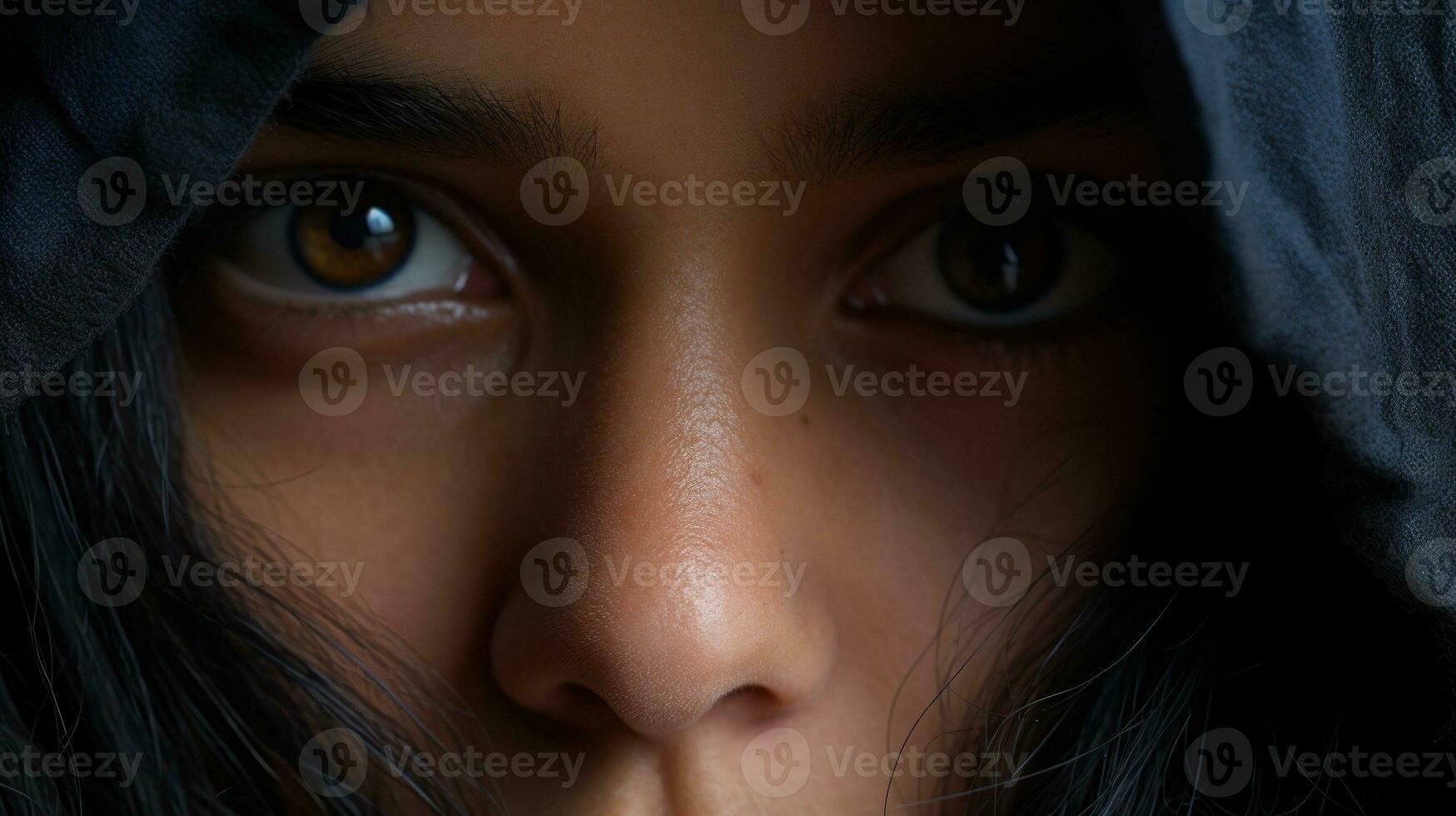 Close-up photo of a woman. Generative AI