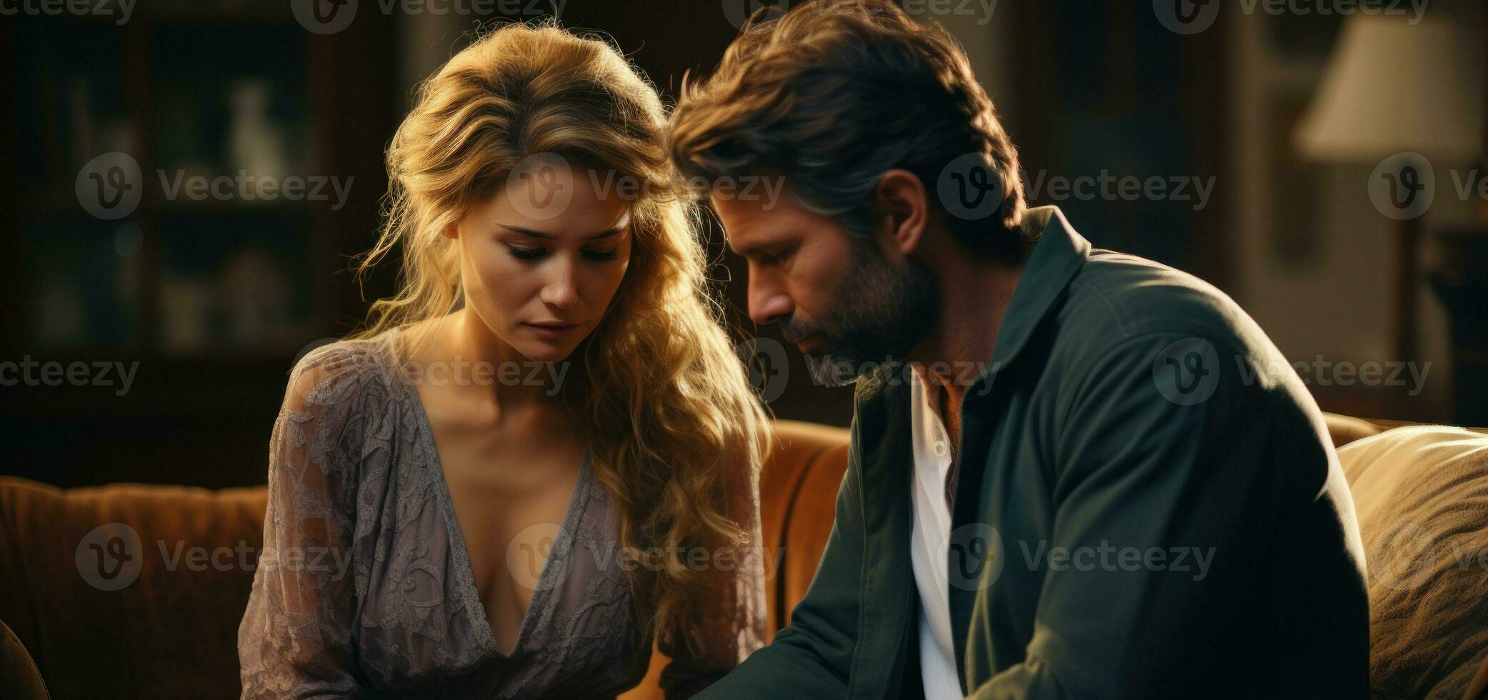 A sad couple discusses problems. Generative AI photo
