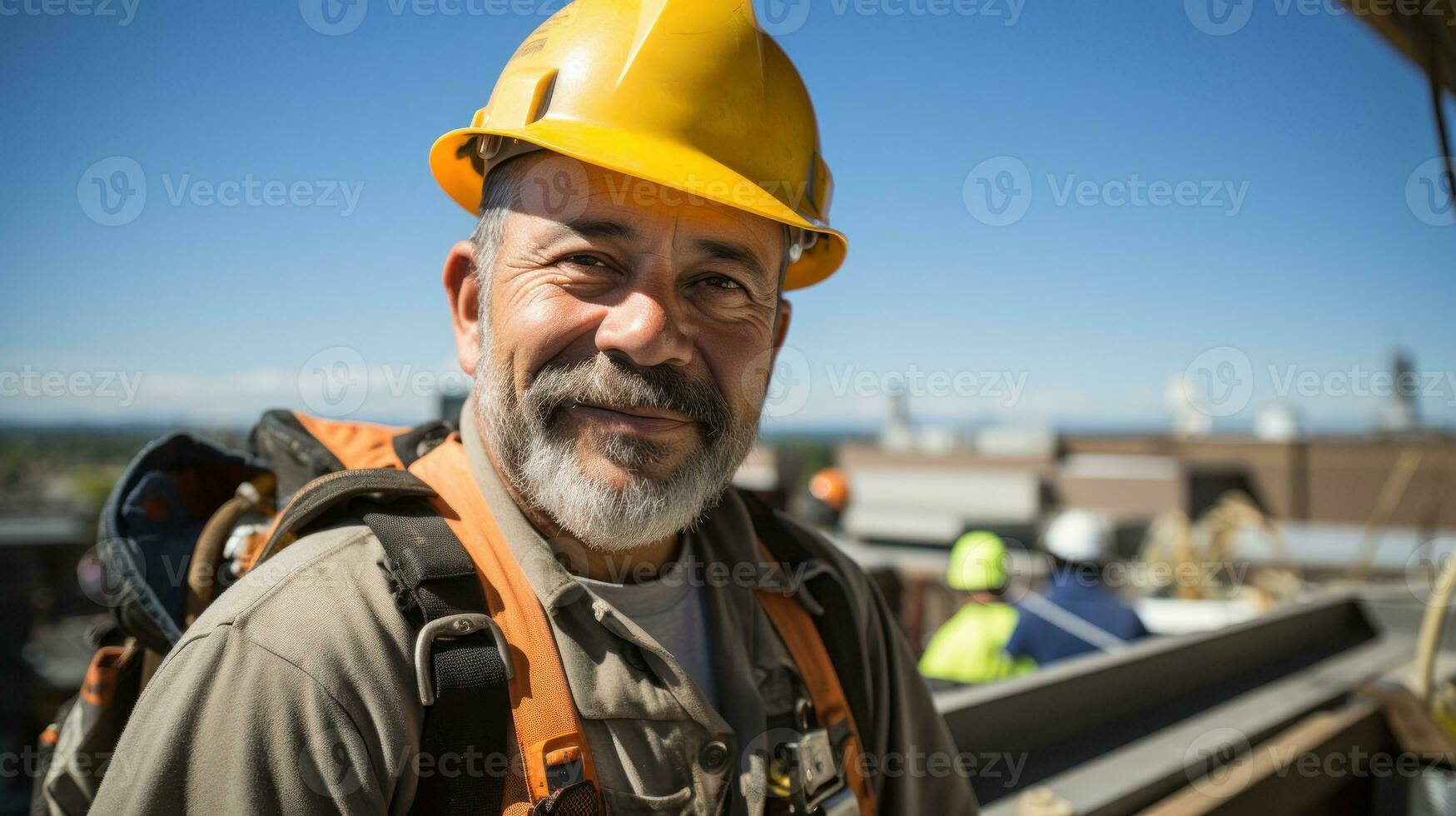 Roof remodeling craftsman. Generative AI photo