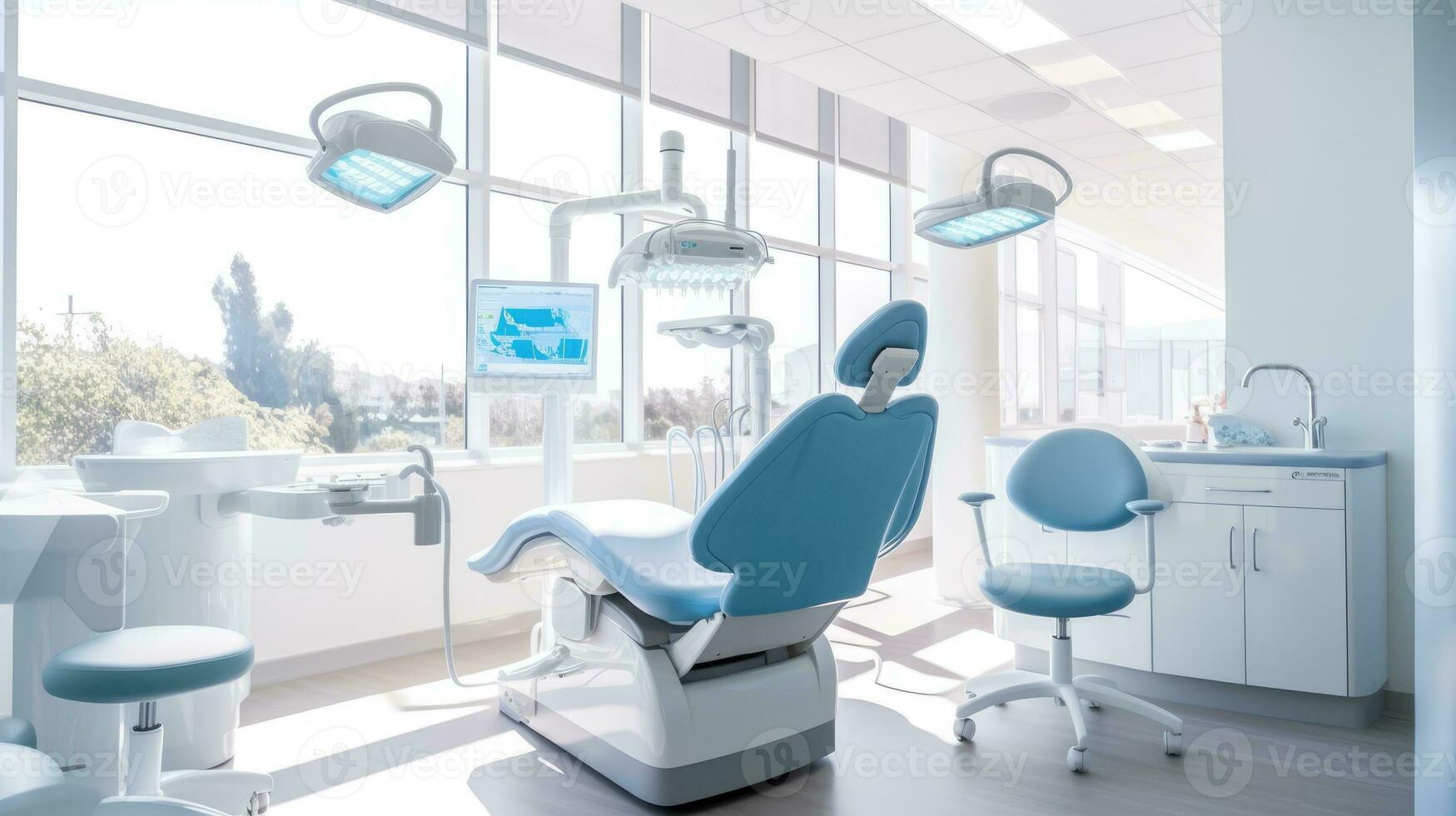 Empty and non-human dental clinic Generative ai photo