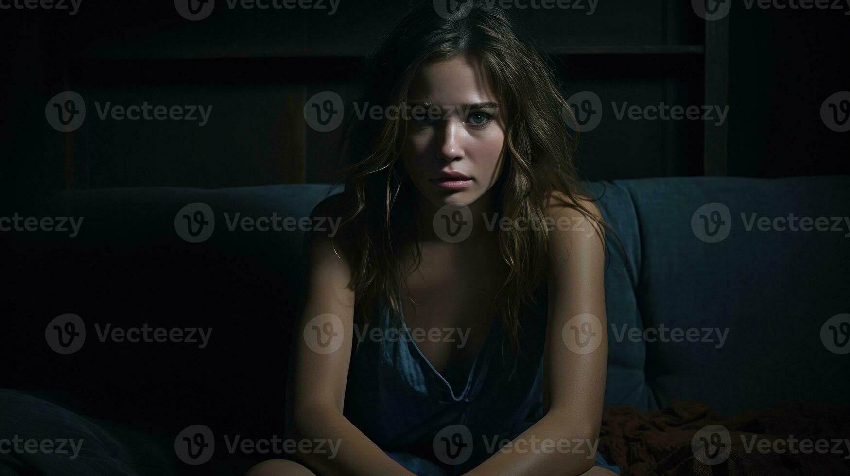 A sad and depressed woman. Generative AI photo