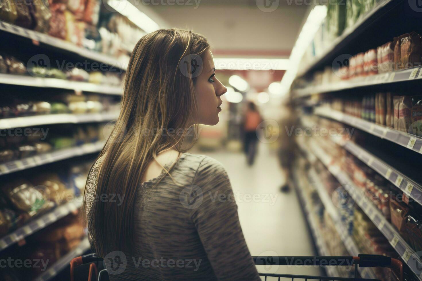 Woman shopping grocery. Generate Ai photo