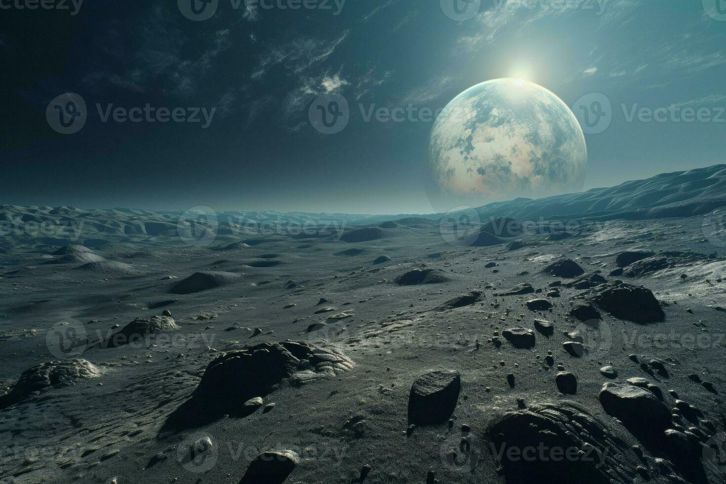 Step moon surface. Generate Ai photo