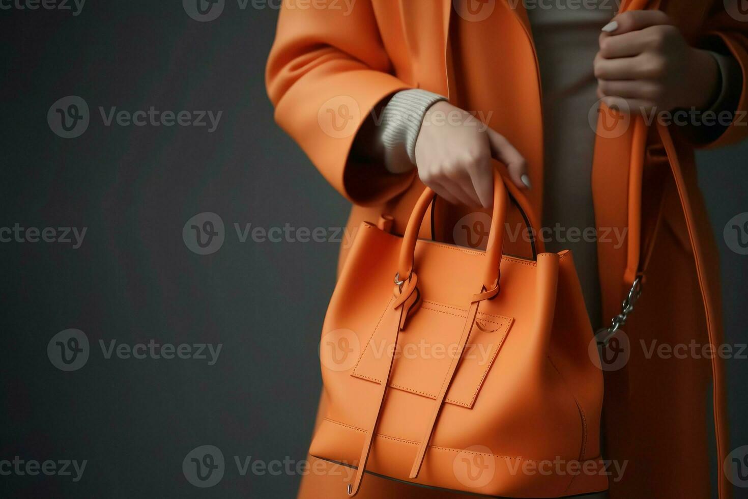 Stylish orange clothes. Generate AI photo
