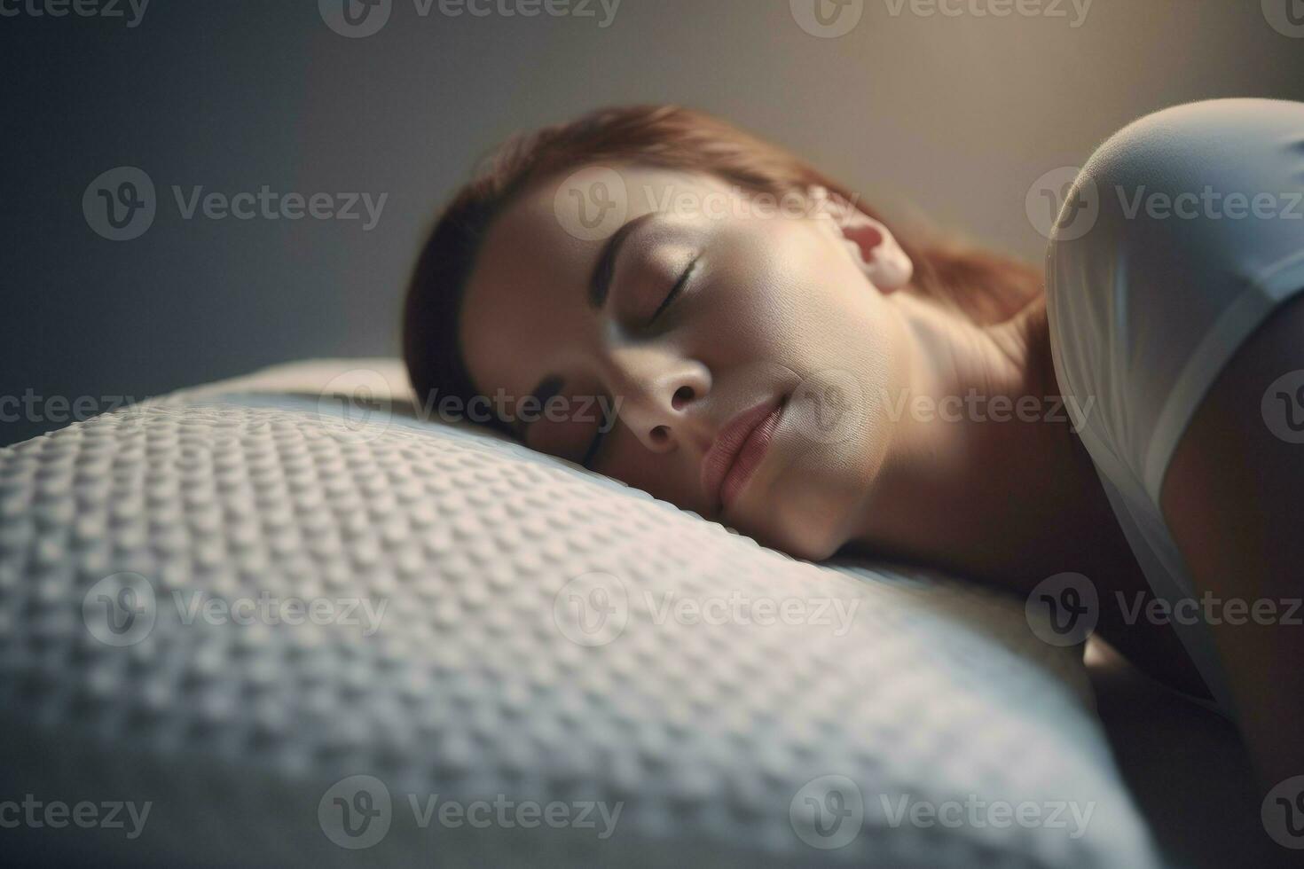 Woman sleeping pillow time. Generate Ai photo
