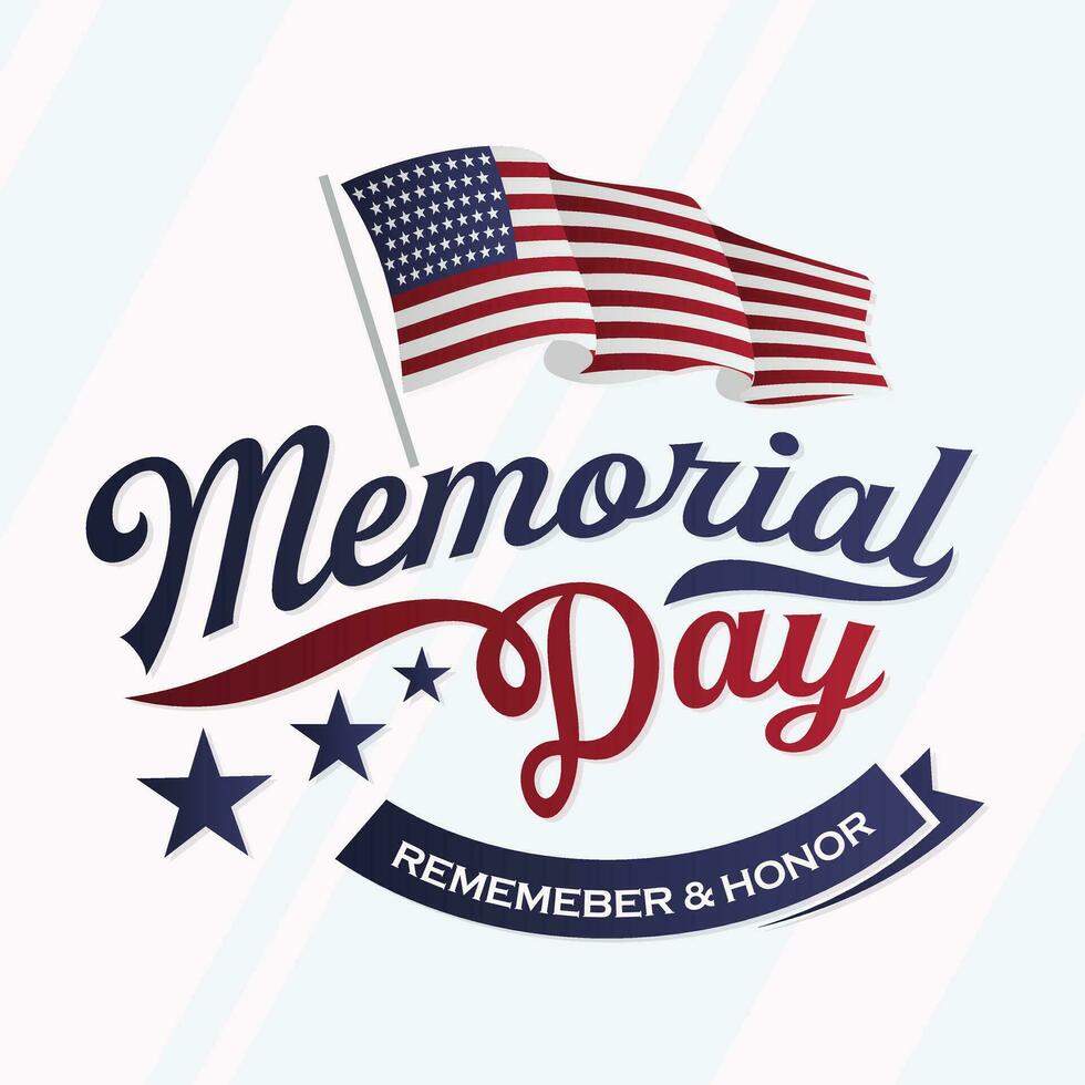 Usa memorial day celebration remember and honor template emblem vector