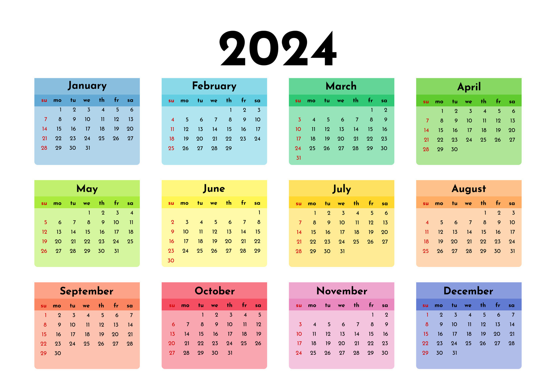 Calendar for 2024 isolated on a white background 30504661 vector art at