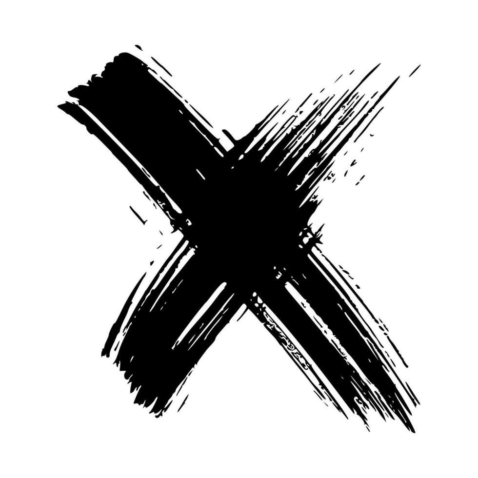 Black Hand drawn cross symbol vector