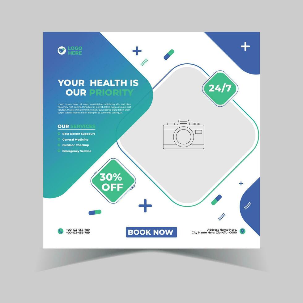 Doctor social media post design. New and unique Doctor social media post design. simple social media post design. Healthcare social media post design template. vector