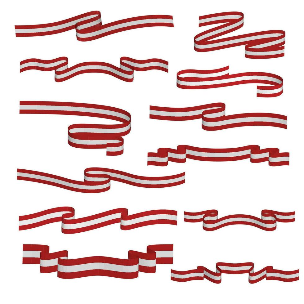 austria ribbon flag vector bundle set