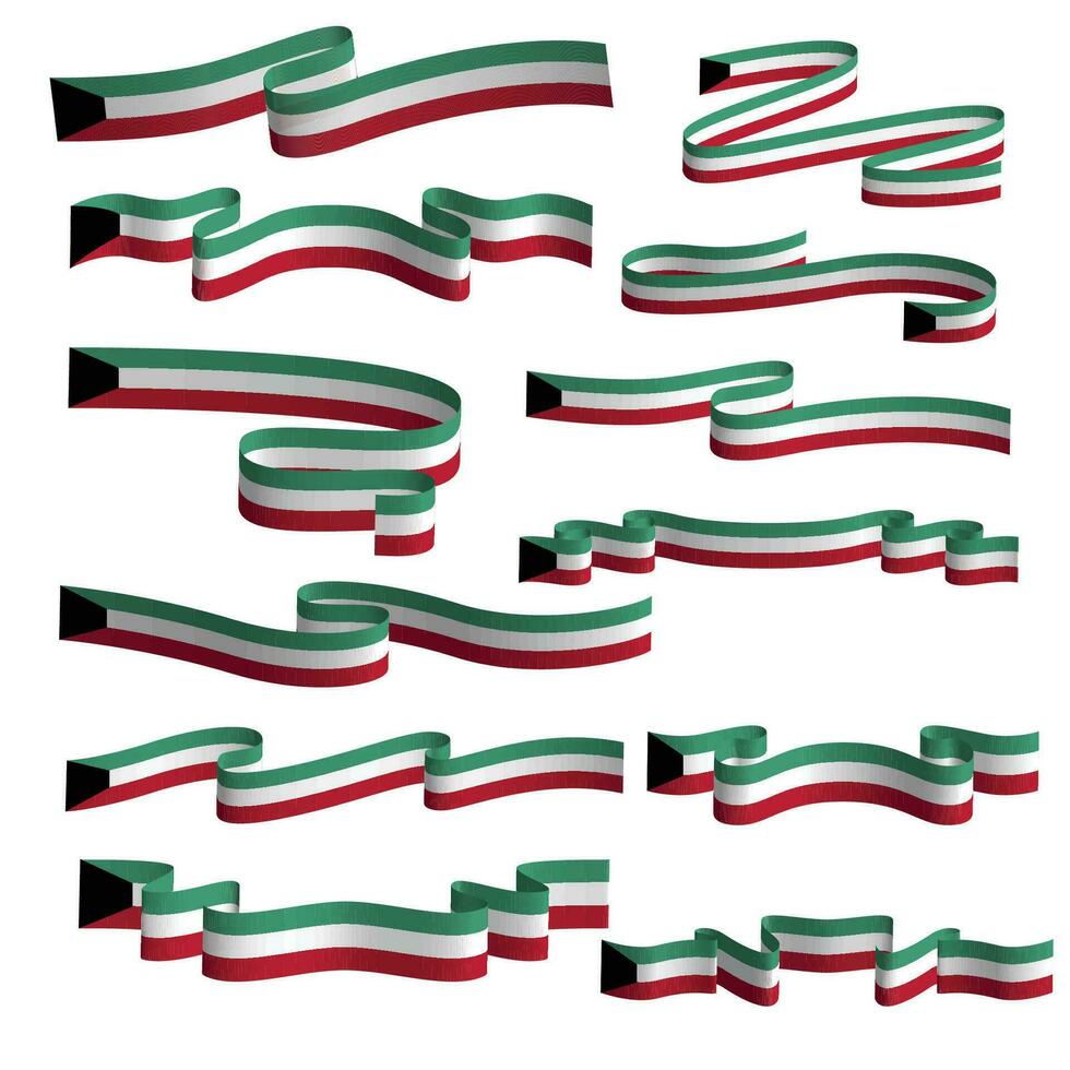 kuwait ribbon flag vector element