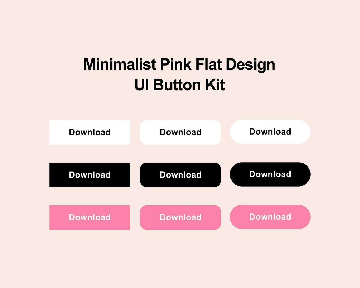 Minimalist Pink Flat Design UI Buttons Kit vector