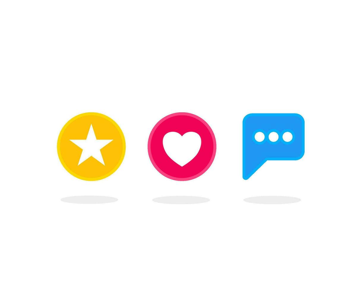 Vector symbols for social sites app, messages, favorites, like