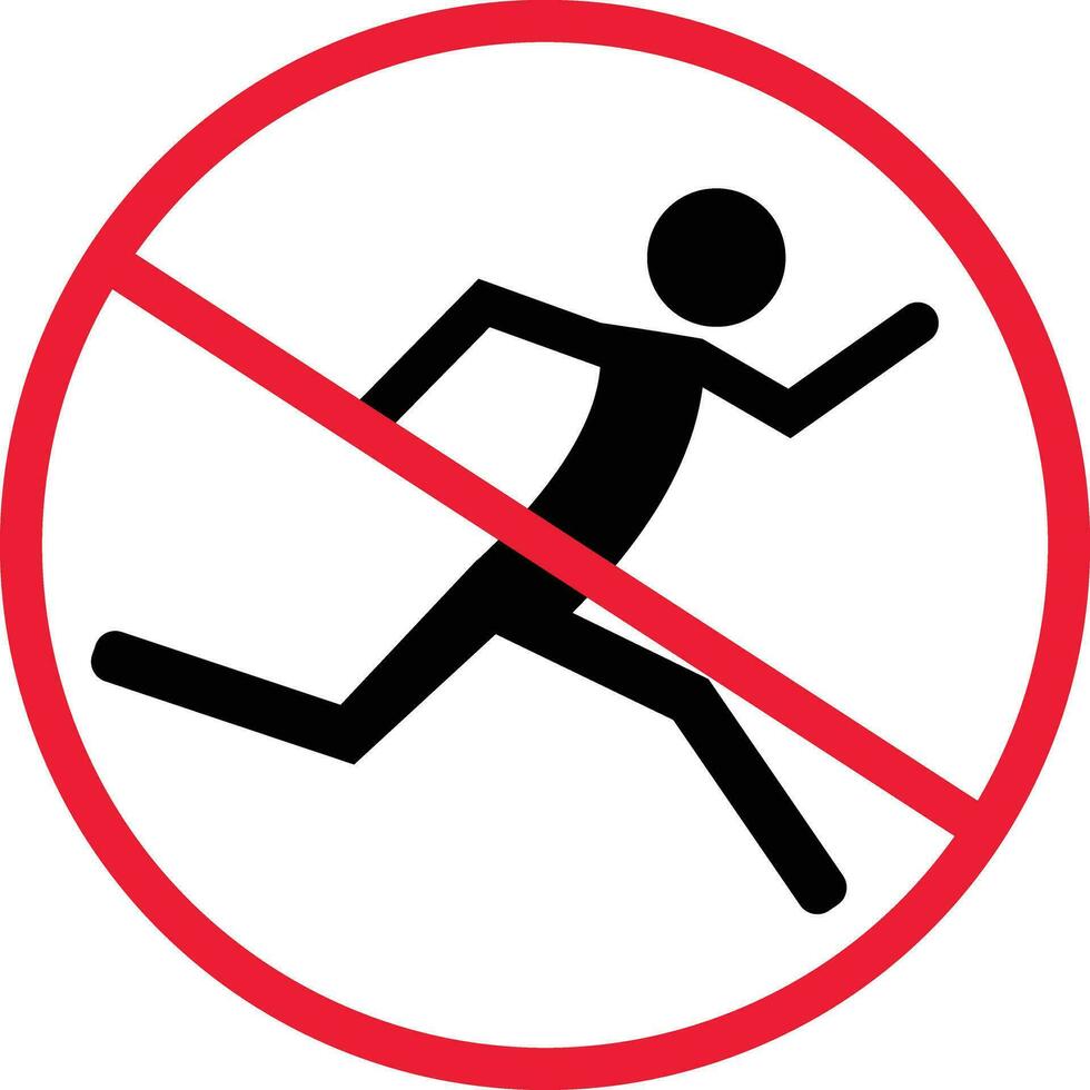 No Running Prohibition Icon Sign vector