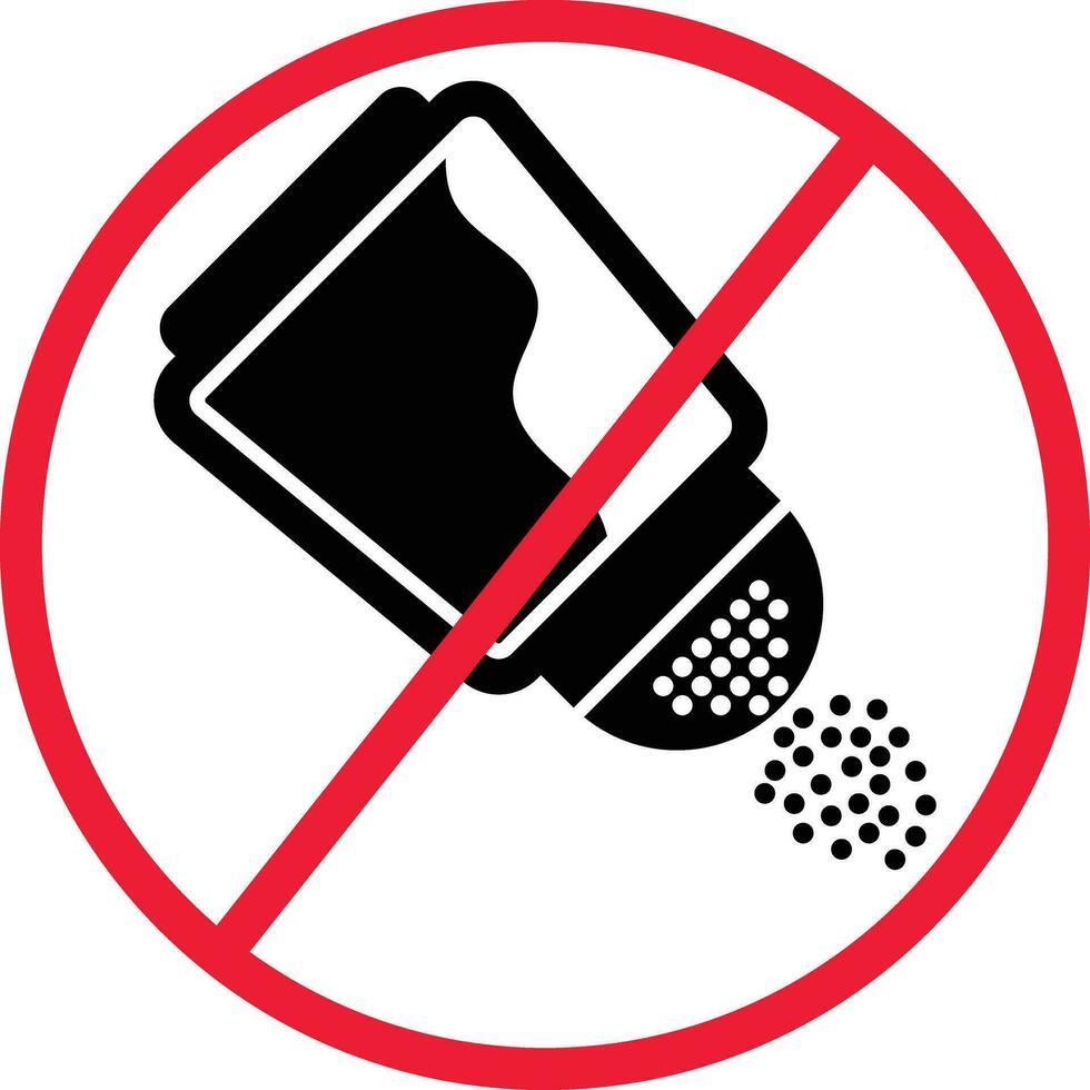 No Table Salt Prohibition Icon Sign vector