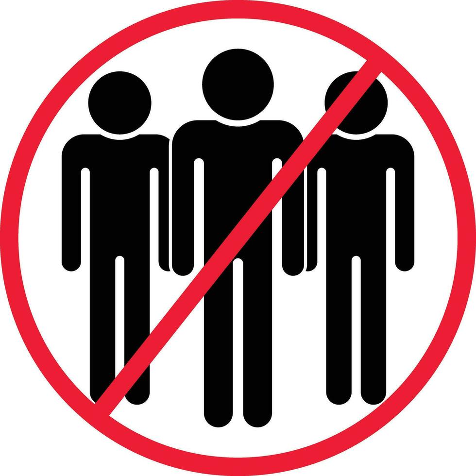 No Crowd Gathering Prohibition Icon Sign vector