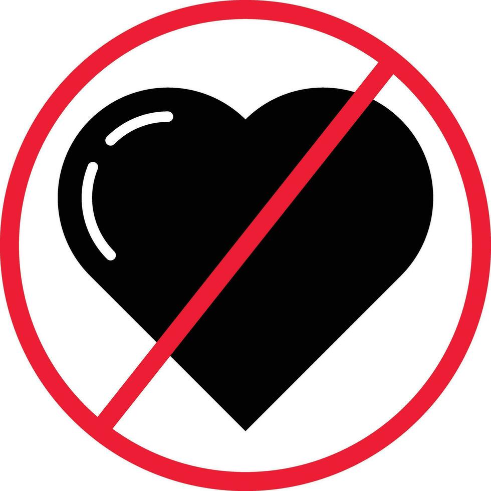 No amor corazón prohibición icono firmar vector