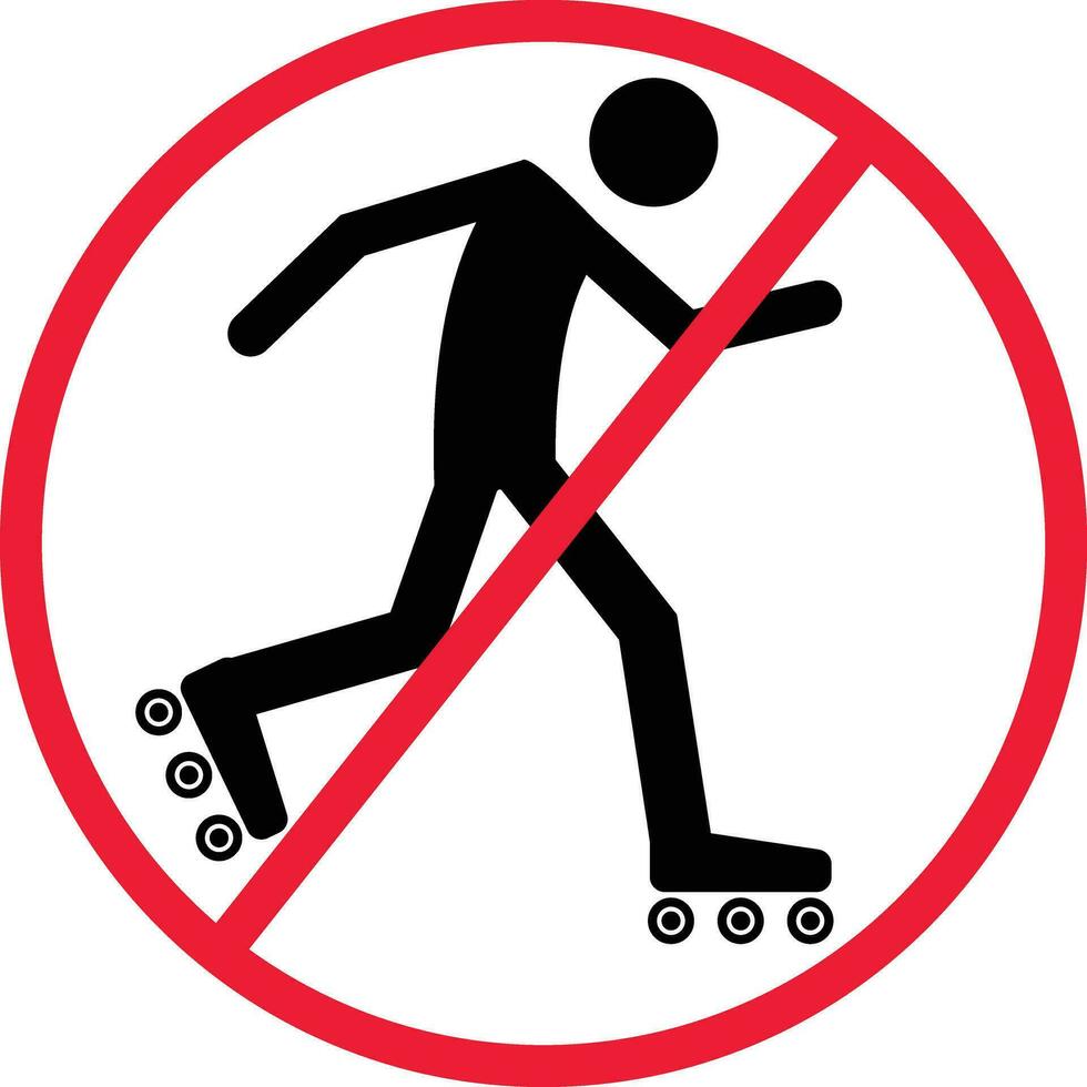 No rodillo Patinaje prohibición icono firmar vector