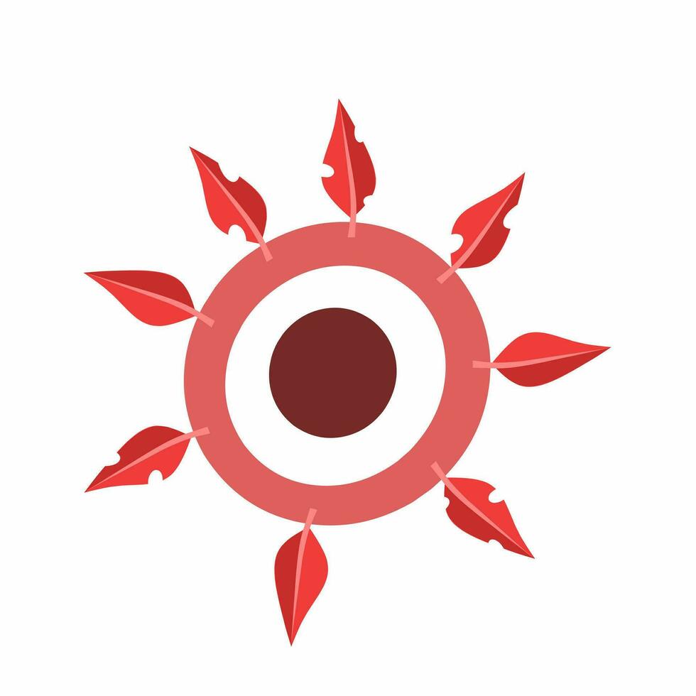 Vector illustration, circle symbol of dry leaves or fire leaves with isolated white background