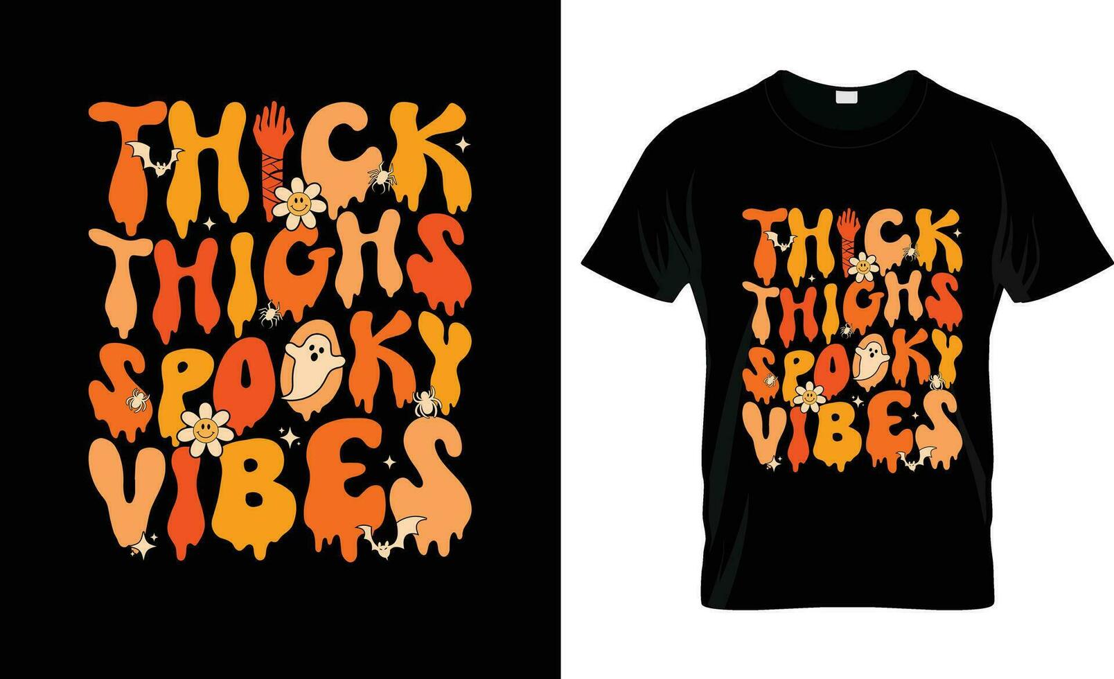 Thick Thight Spooky Vibes colorful Graphic T-Shirt,t-shirt print mockup vector