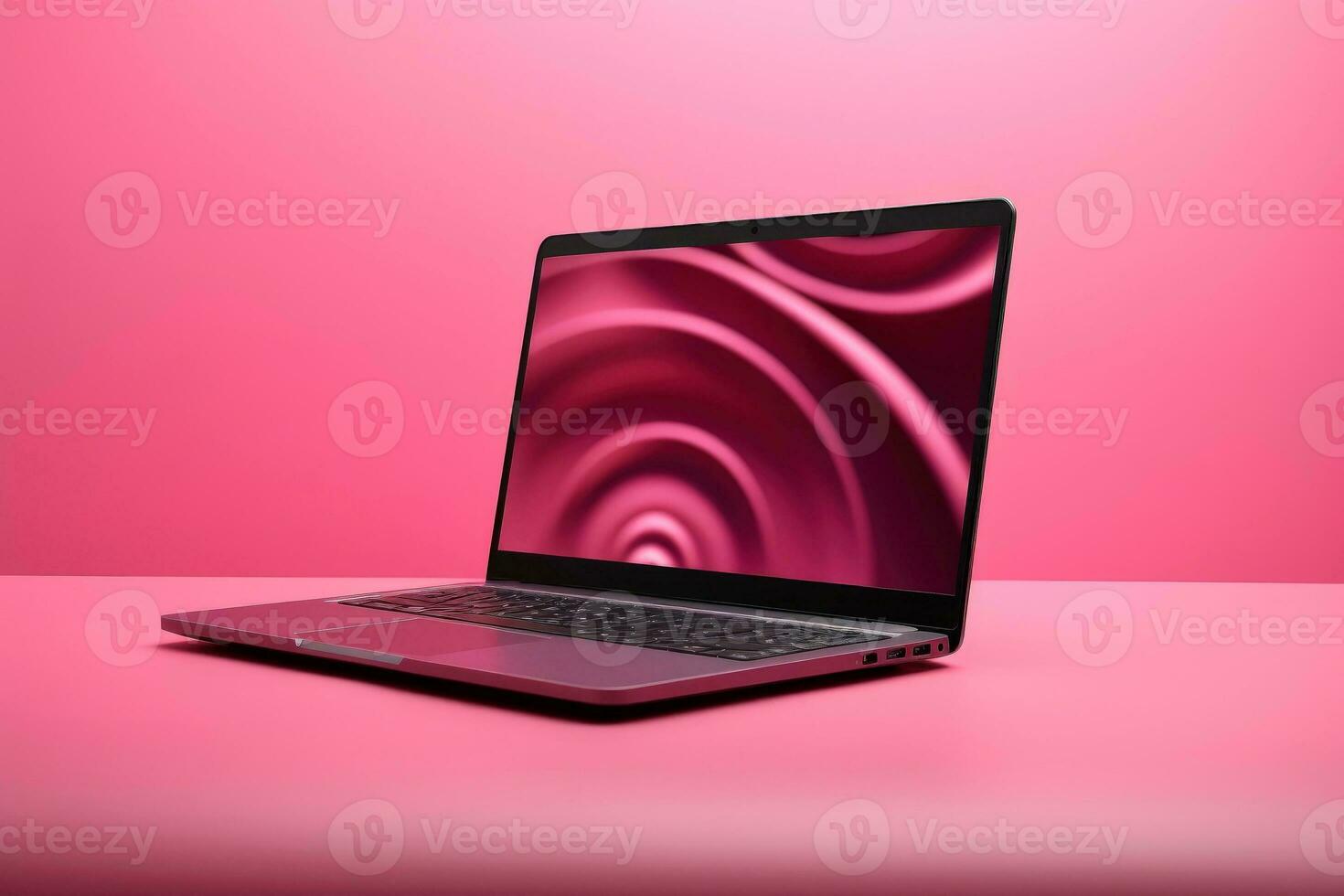 Mockup of beautiful laptop with multicolor background, Generative AI illustration photo