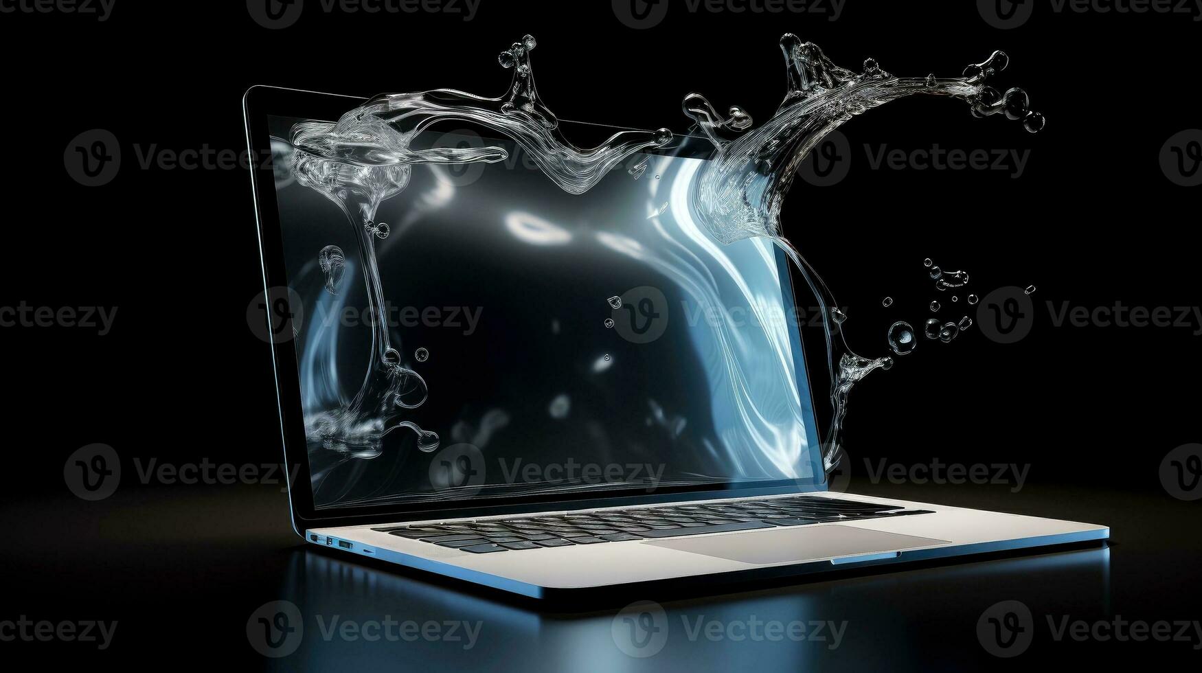 Mockup of beautiful laptop with multicolor background, Generative AI illustration photo