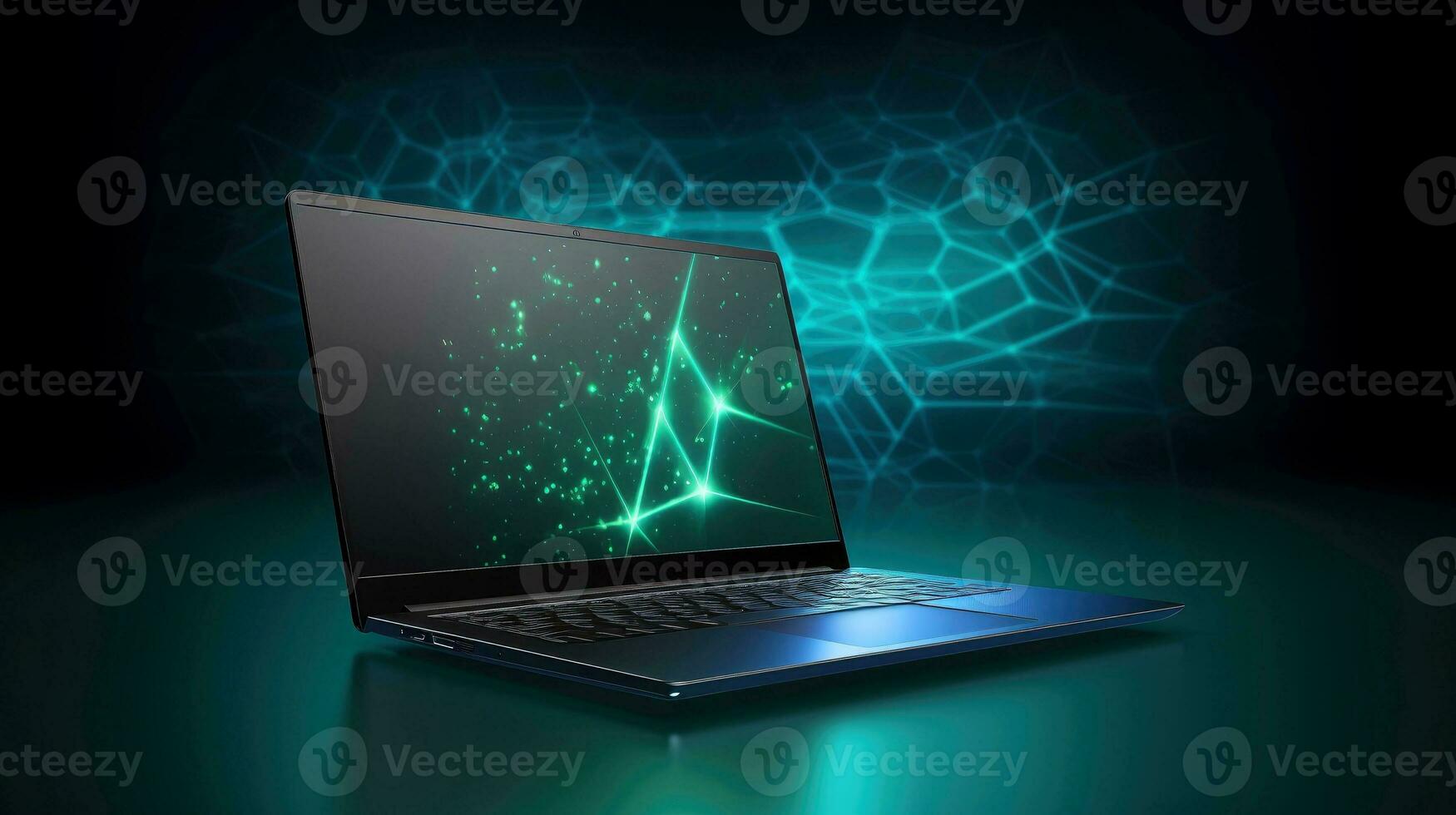 Mockup of beautiful laptop with multicolor background, Generative AI illustration photo