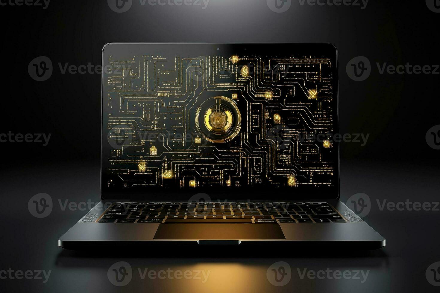 Mockup of beautiful laptop with multicolor background, Generative AI illustration photo