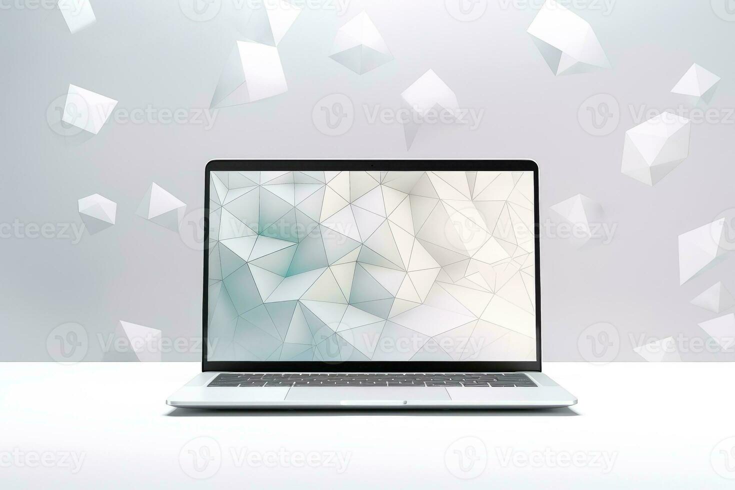 Mockup of beautiful laptop with multicolor background, Generative AI illustration photo