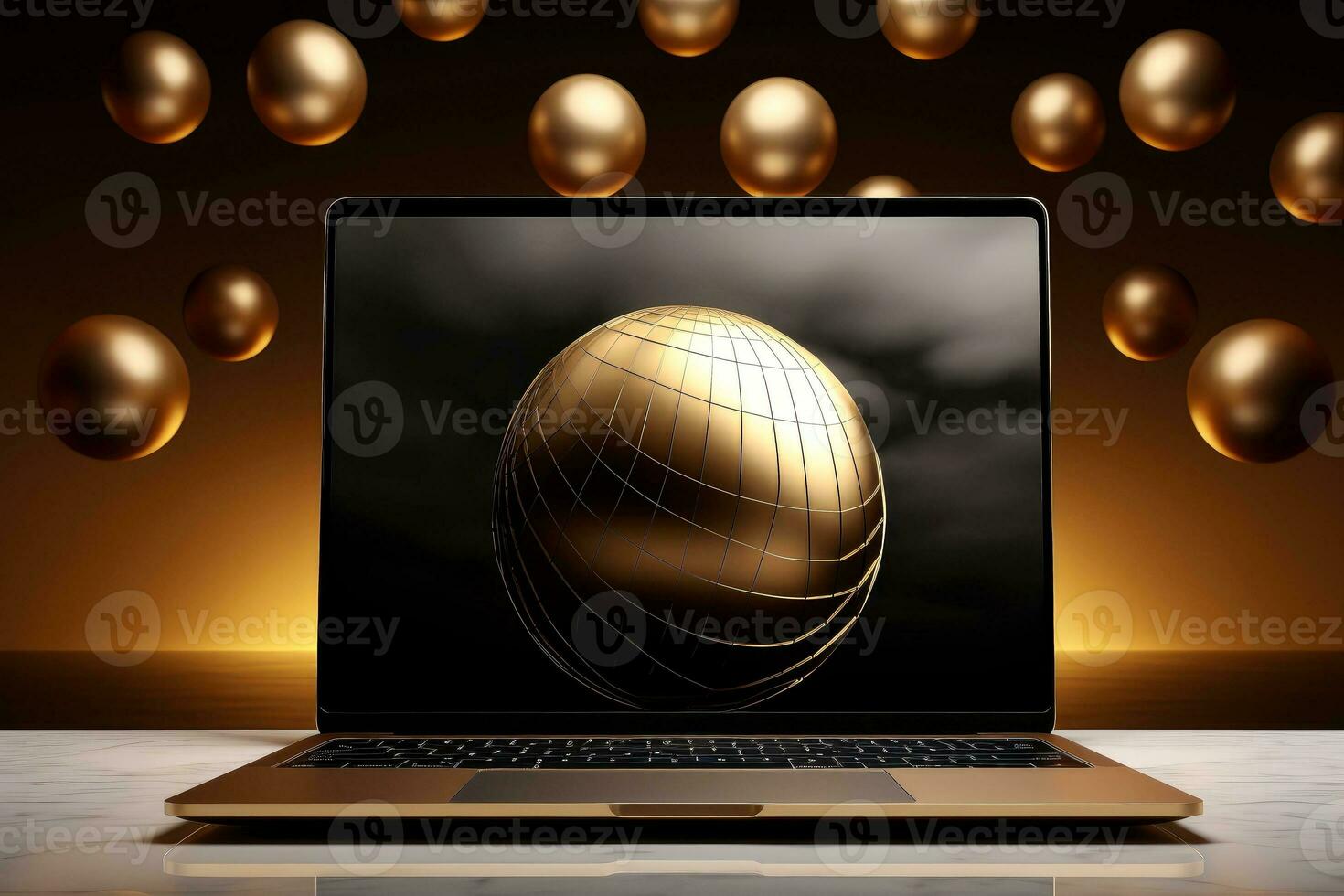 Mockup of beautiful laptop with multicolor background, Generative AI illustration photo