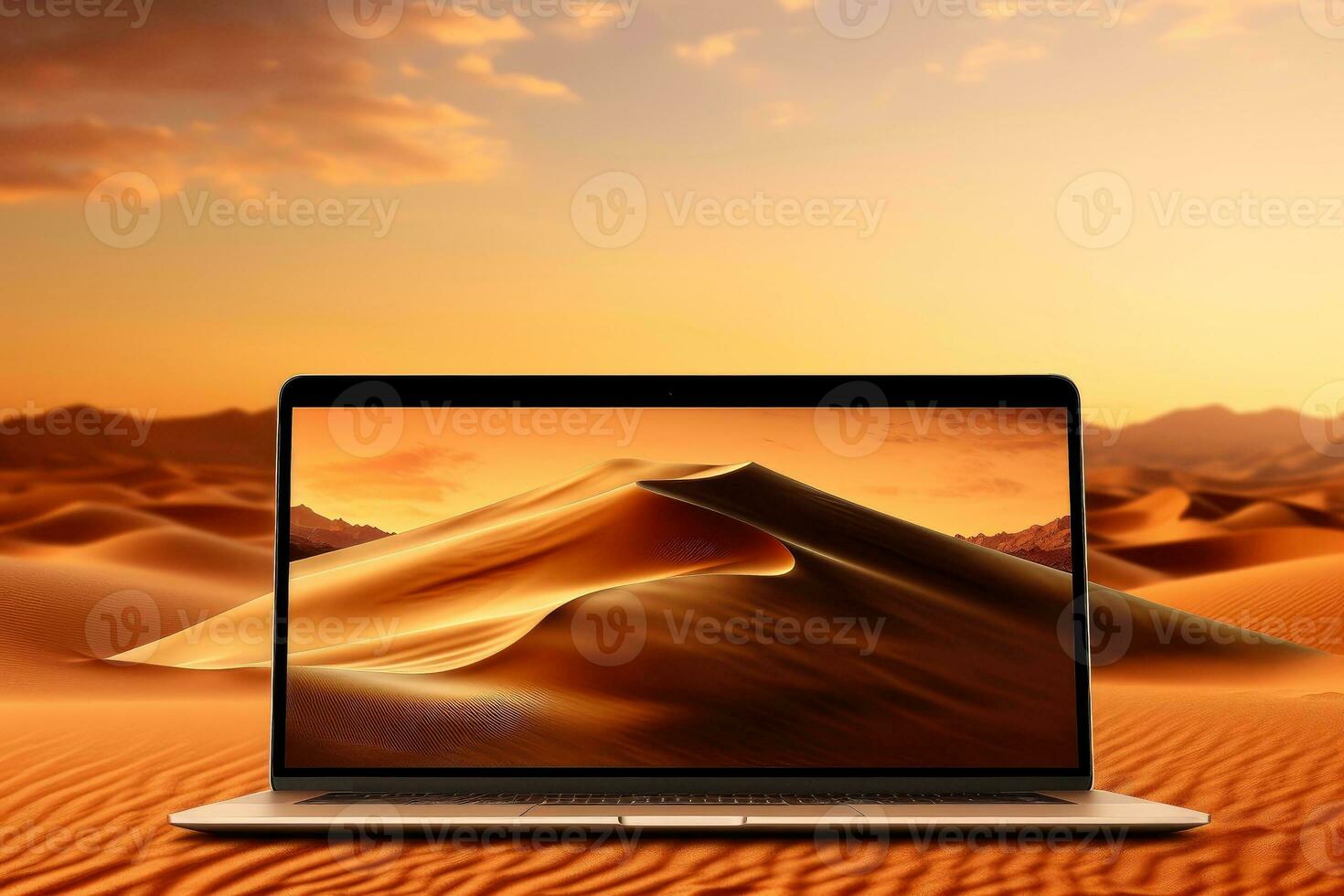 Mockup of beautiful laptop with multicolor background, Generative AI illustration photo