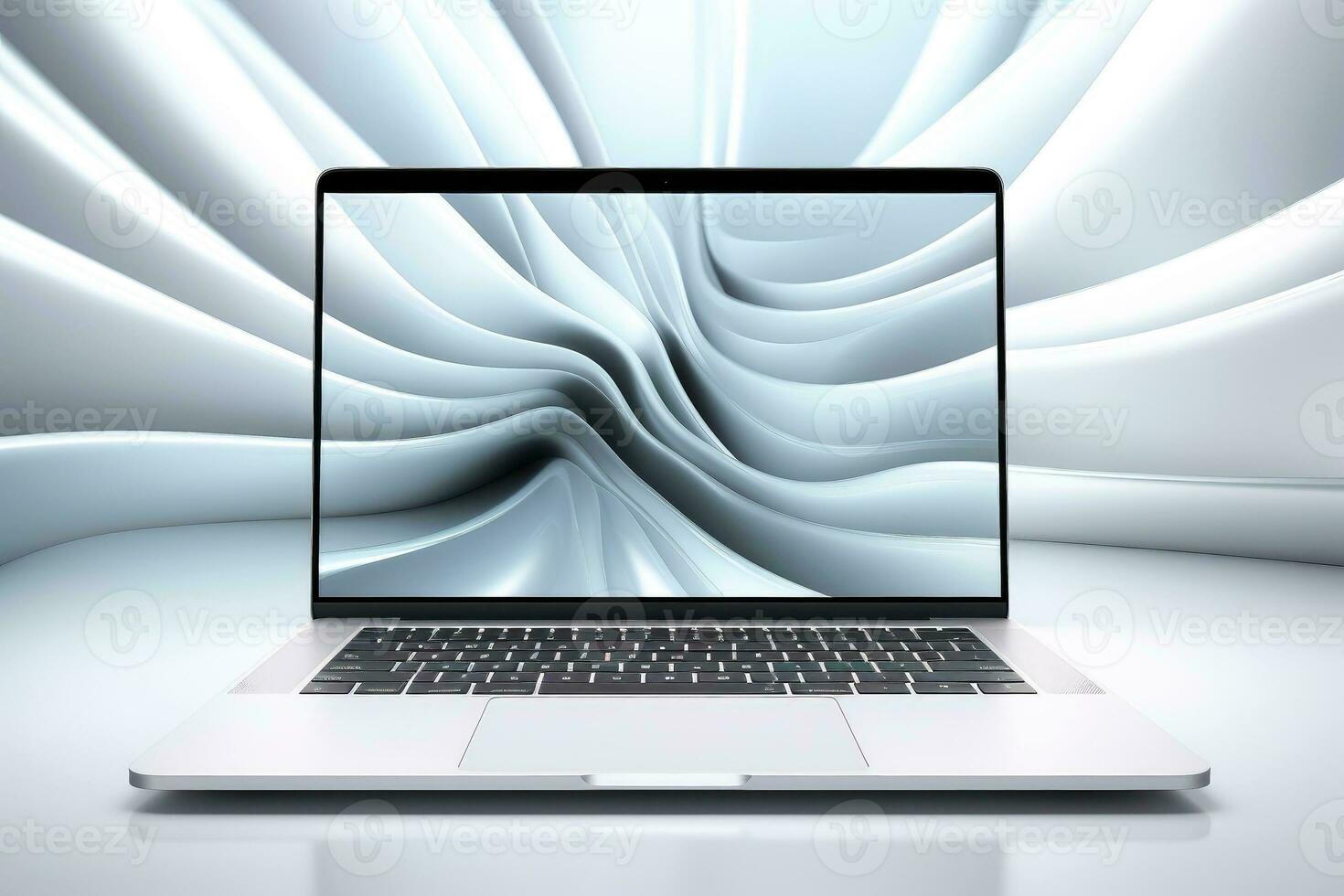 Mockup of beautiful laptop with multicolor background, Generative AI illustration photo