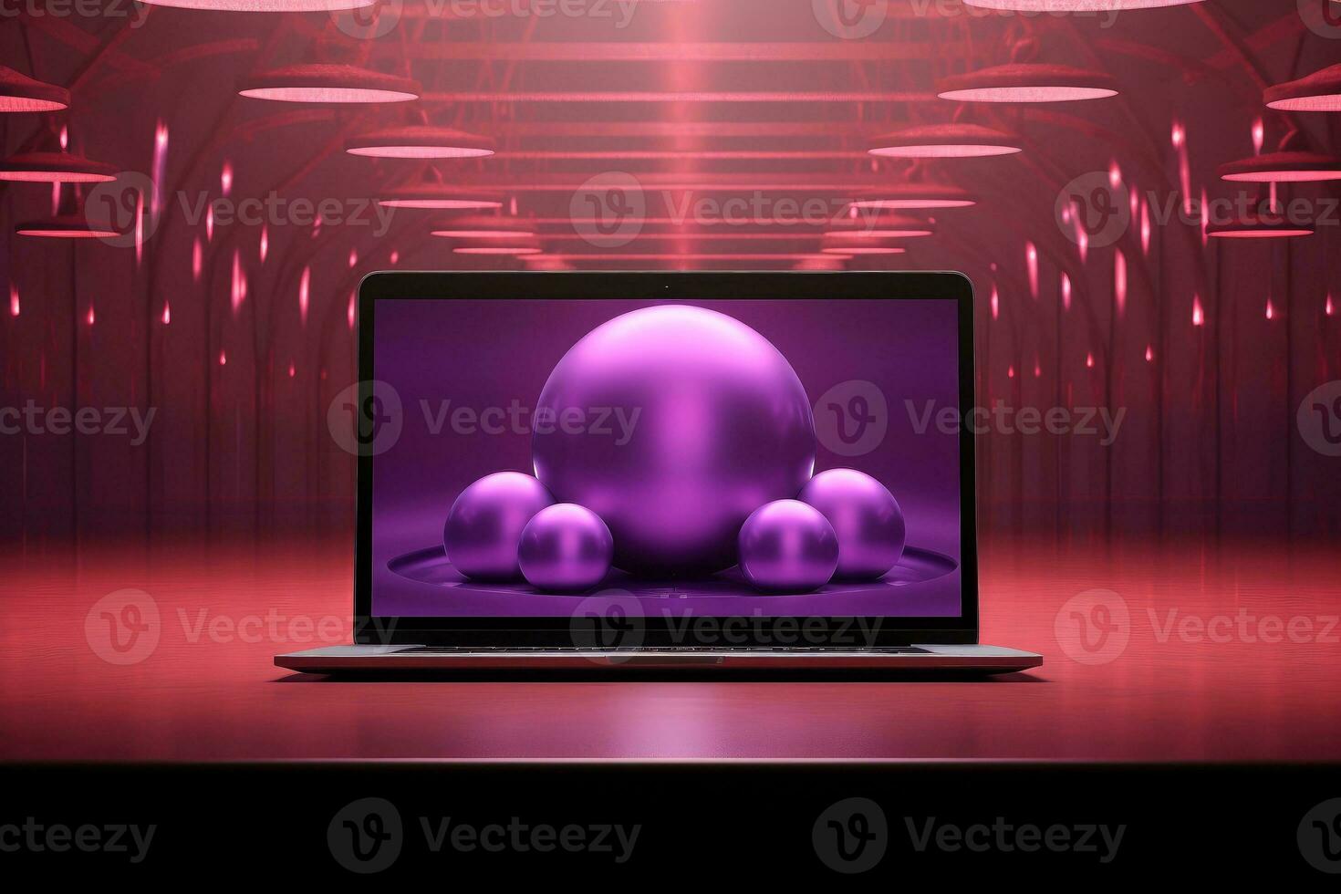 Mockup of beautiful laptop with multicolor background, Generative AI illustration photo