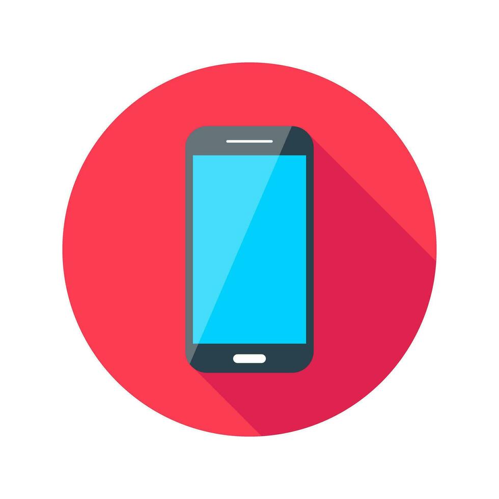 Modern Mobile Phone Circular Icon Flat Vector Illustration