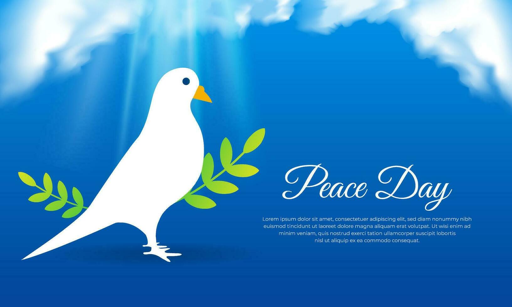 Peace day design banner vector. Celebration peace day design with pigeon cartoon vector. vector