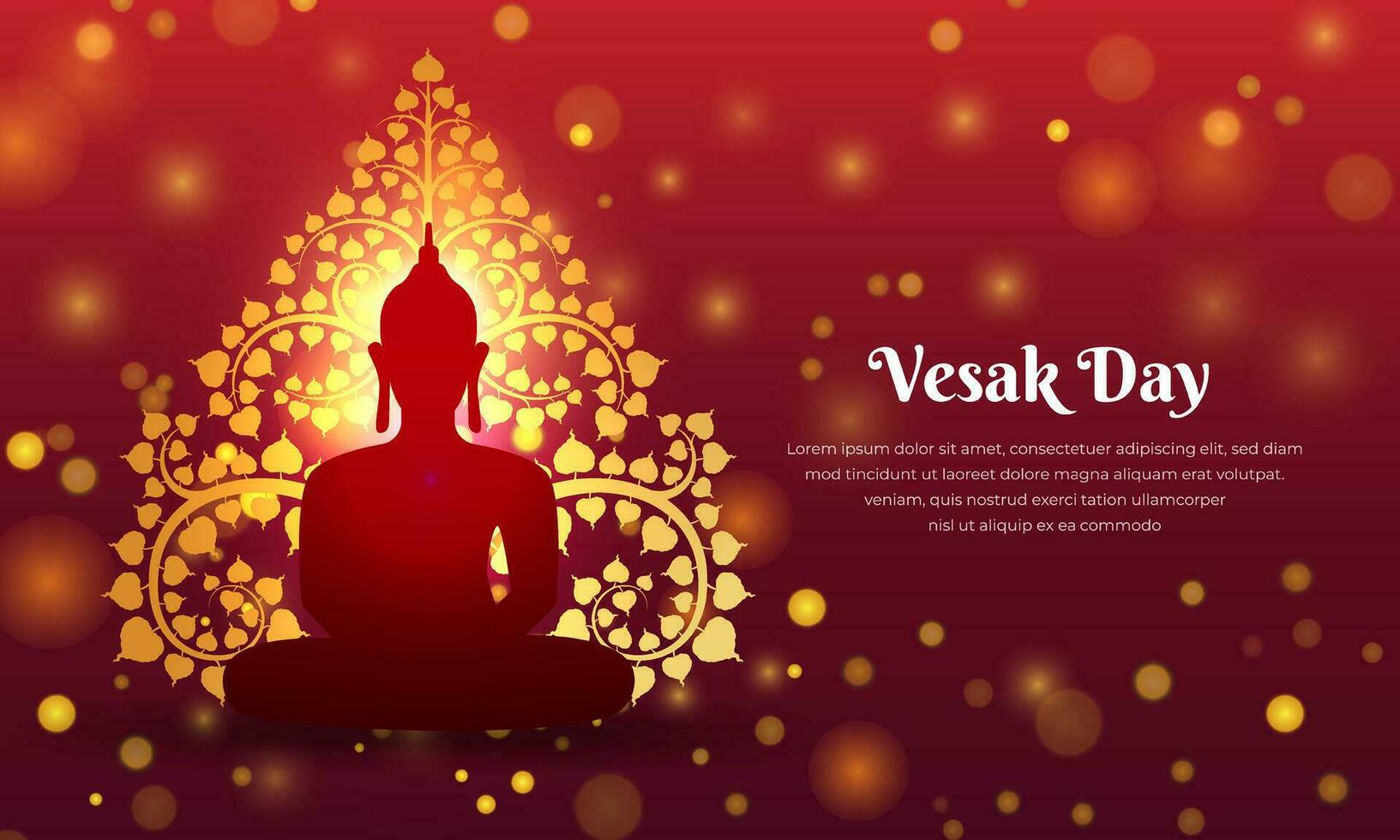 Shiny Vesak day design background vector. Celebration vesak day design with Buddha silhouette vector