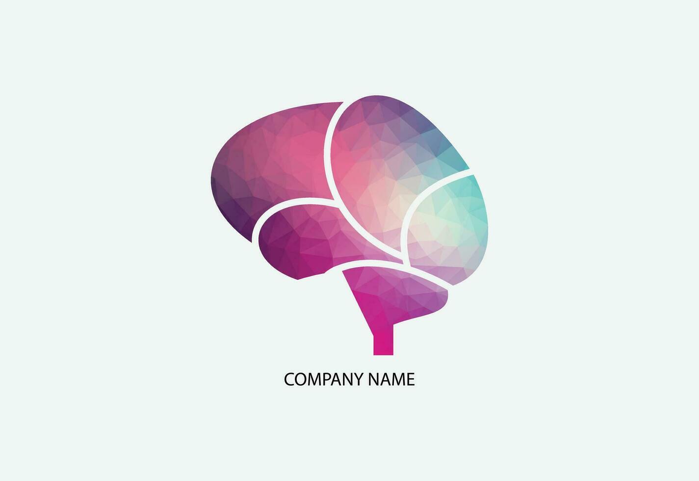 Low poly abstract digital human brain. vector