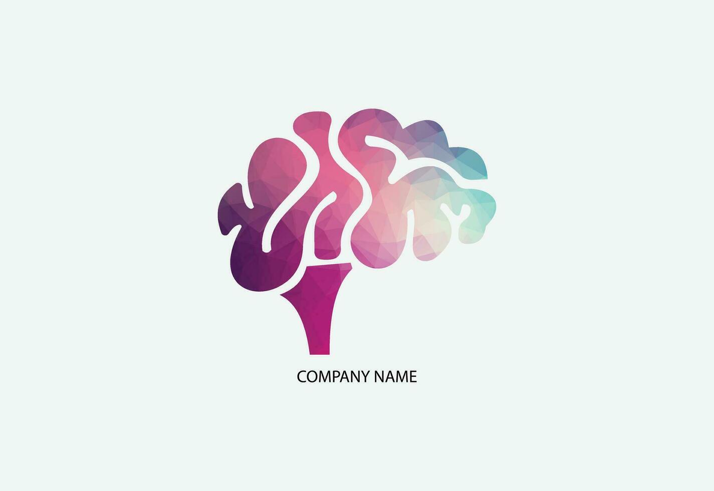 Low poly abstract digital human brain. vector