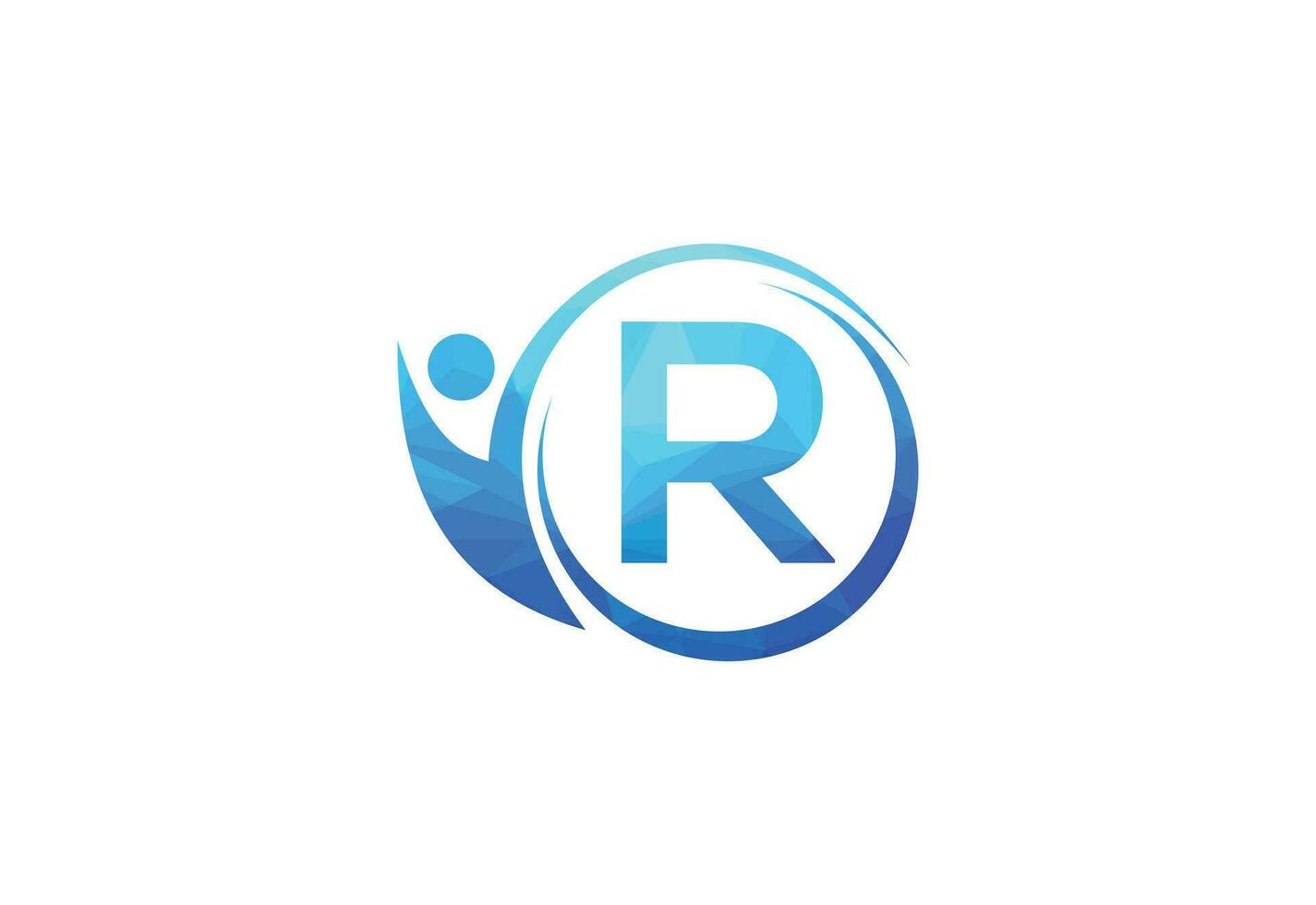 Letter R with human health care  logo design vector. Health care symbol template. vector