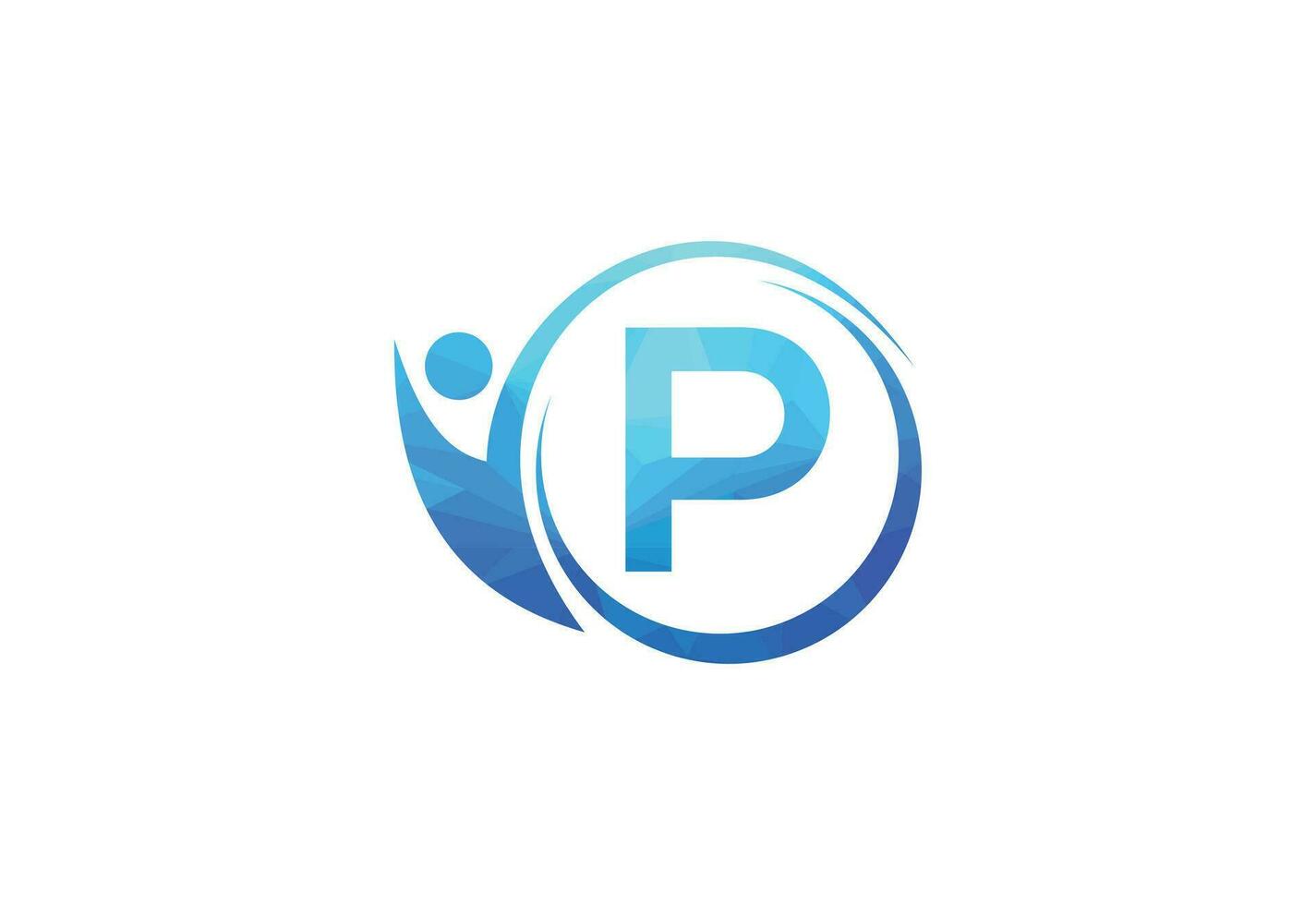 Letter P with human health care  logo design vector. Health care symbol template. vector
