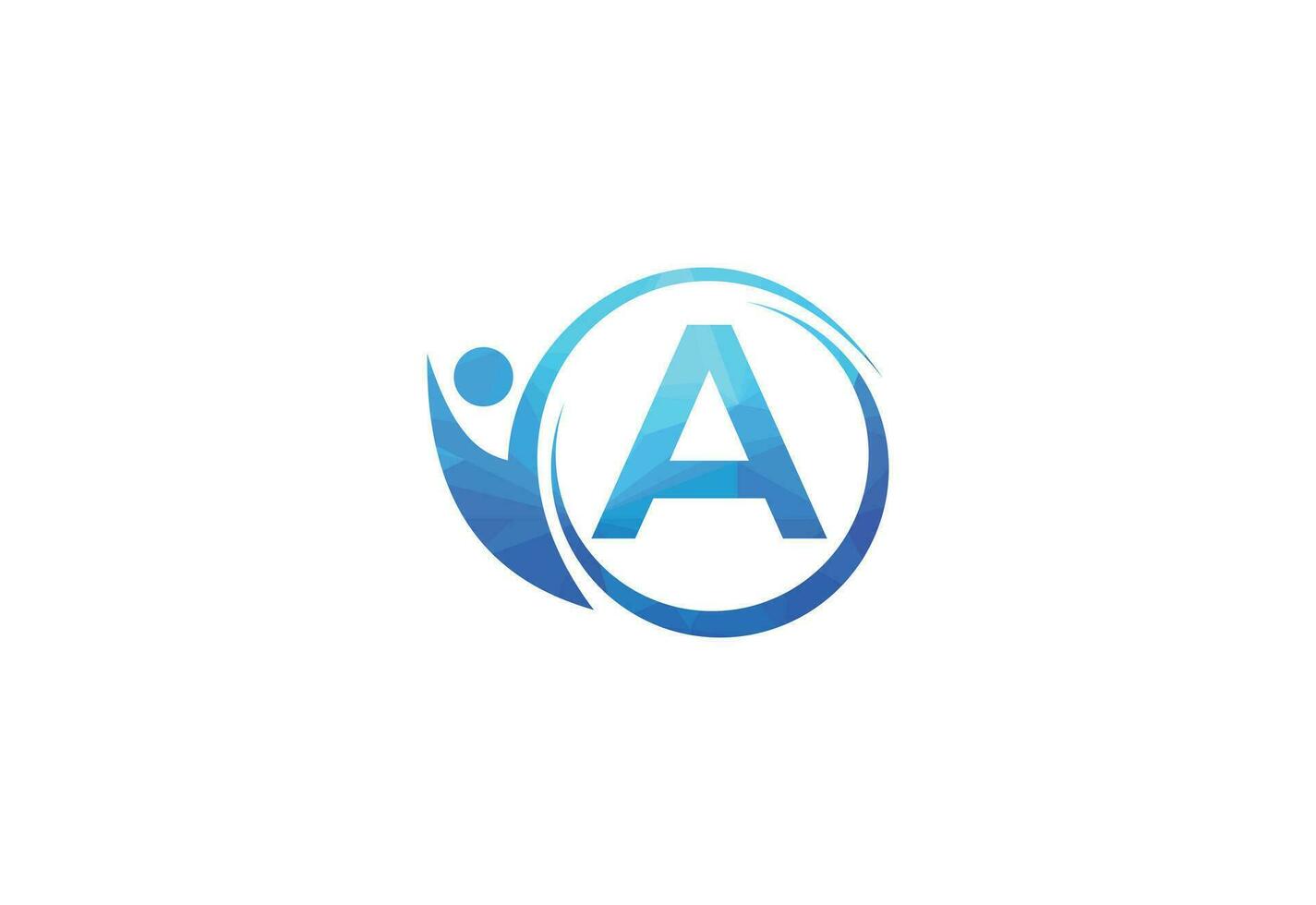 Letter A with human health care  logo design vector. Health care symbol template. vector