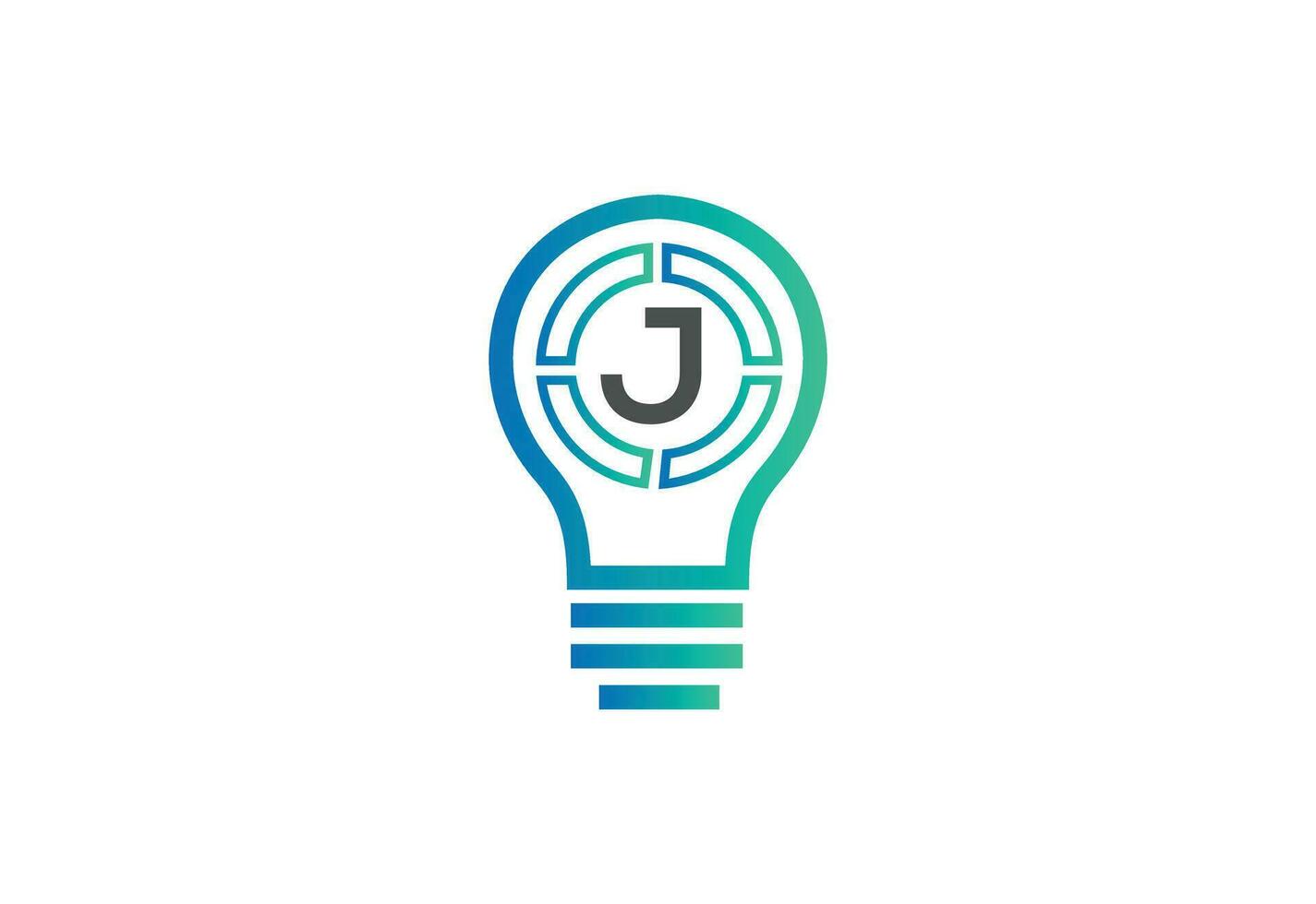 Initial letter J logo with bulb vector