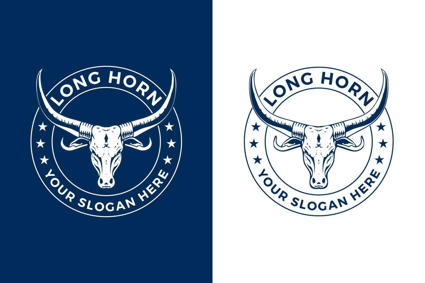 Long Horn Badge Logo Design Illustration vector