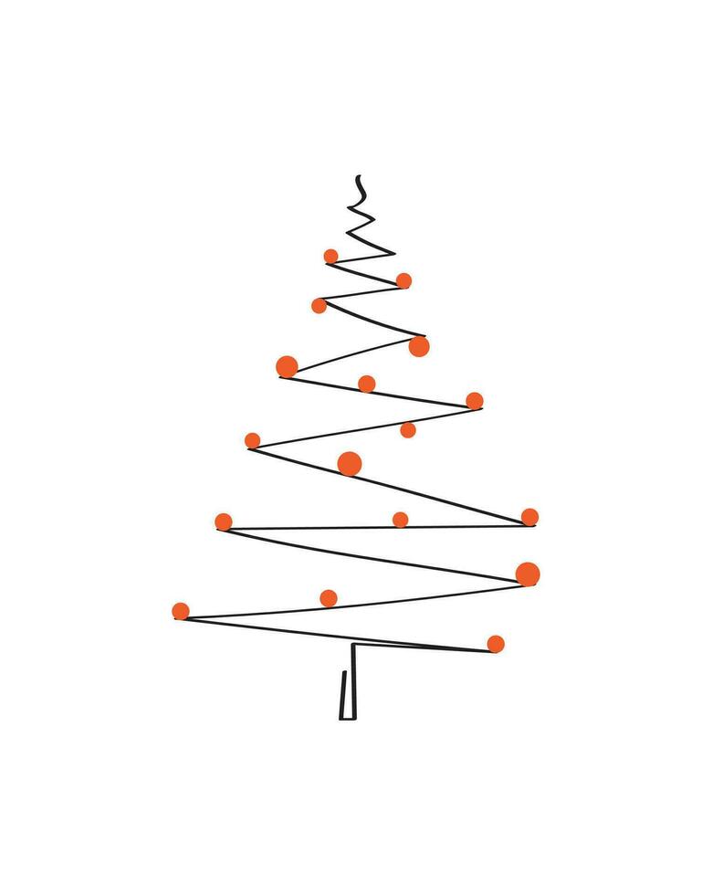 Merry Christmas tree outline greeting card vector illustration design. Greeting card. Xmas tree.