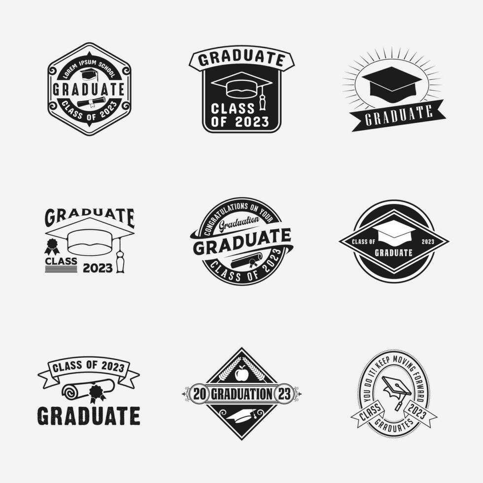 Set of Graduate badges Concept for shirt, print, seal, overlay or stamp, greeting, invitation card. Typography design- stock vector. vector
