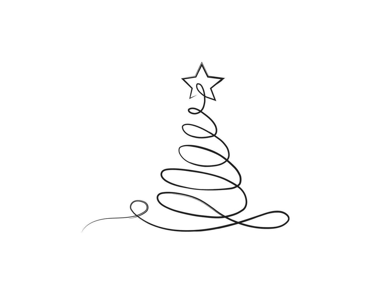Merry Christmas tree outline greeting card vector illustration design. Greeting card. Xmas tree.
