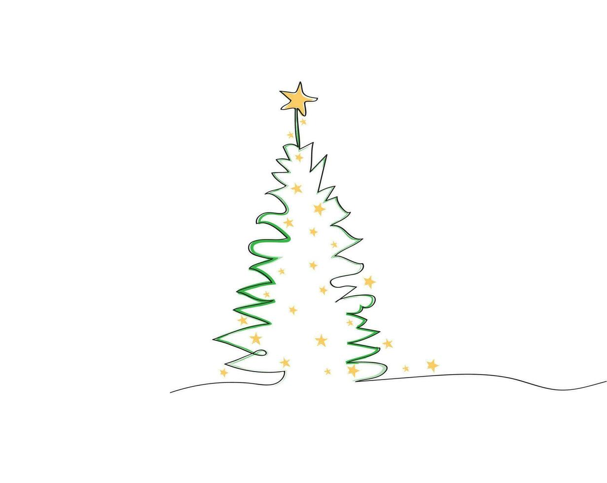 Merry Christmas tree outline greeting card vector illustration design. Greeting card. Xmas tree.